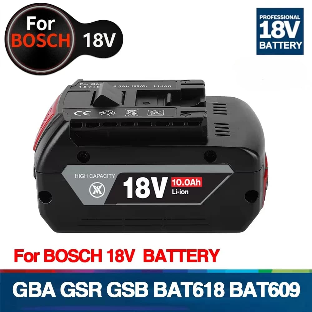 NUOVA batteria ricaricabile agli ioni di litio 18V 10Ah per Bosch 18V Power Tool Backup 6000mah sostituzione portatile BAT609 indicatore luminoso