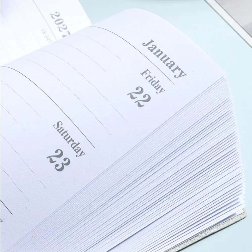 English 2027 Schedule Planner Notepad Wear-resistant Leather Cover To-do List Notebook Portable Simple Personal Schedule Journal