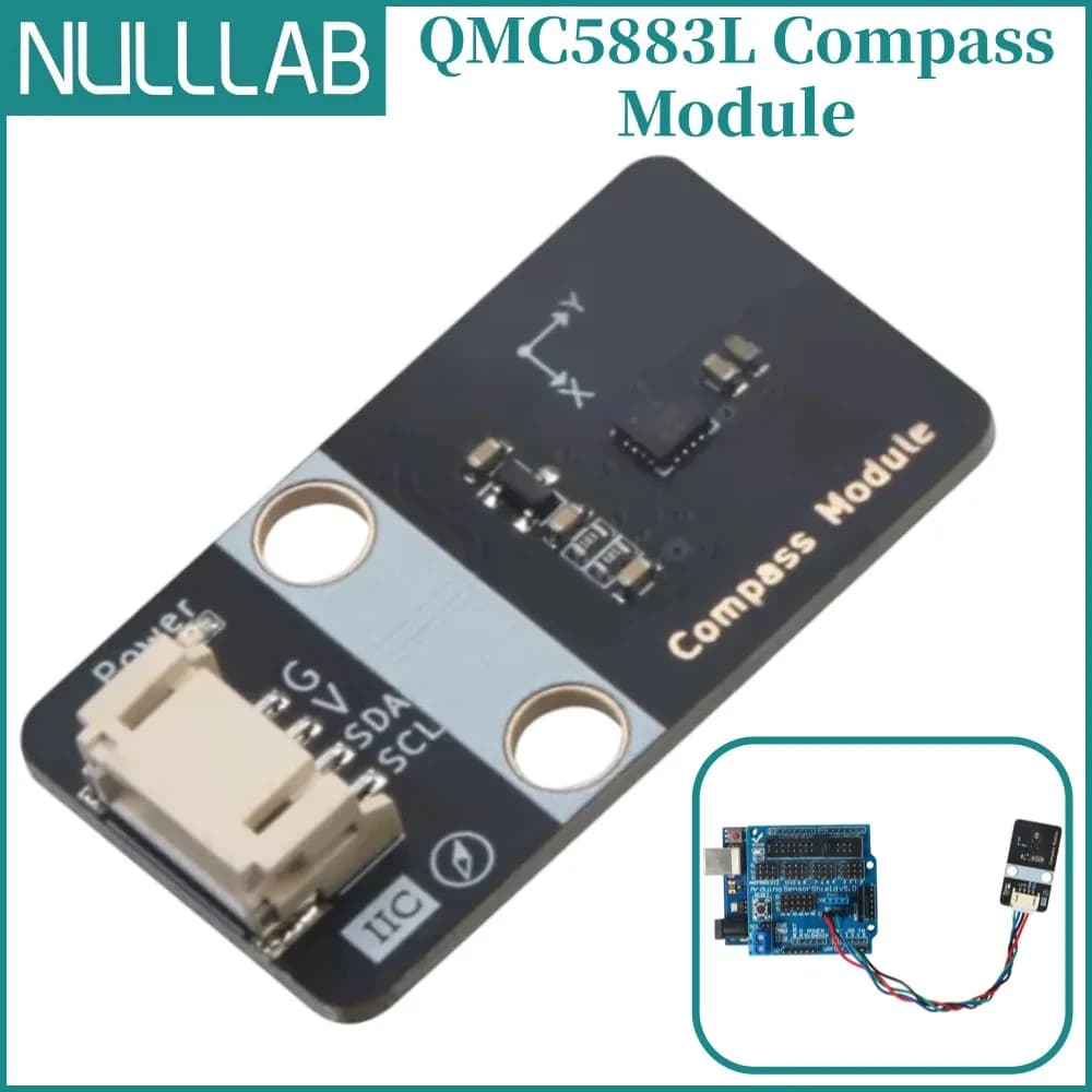 QMC5883L 3-Axis Magnetometer Compass Module I2C 16Bit ADC High Precision Arduino ESP32 Raspberry Pi Microbit LEGO Compatible