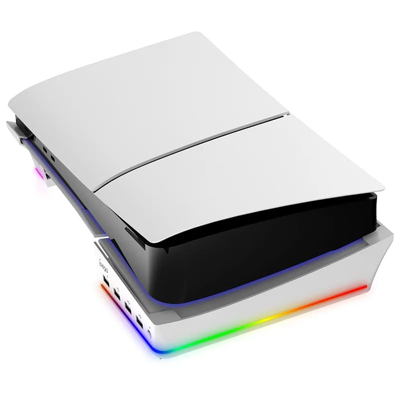 Supporto IPEGA per console PS5/PS5 Slim, base orizzontale RGB per PS5 Slim, supporto per Playstation 5 con disco e accessori digitali