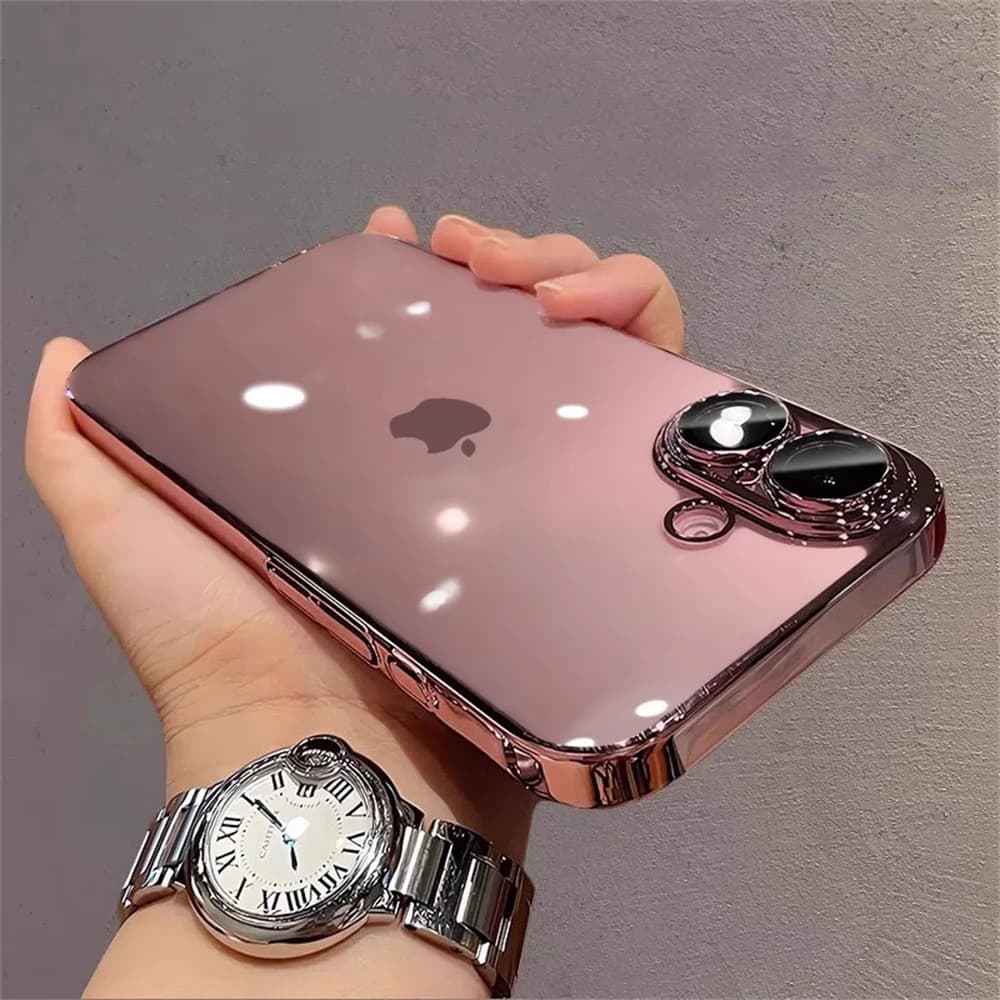 Custodia trasparente di protezione dell'obiettivo di placcatura di lusso per iPhone 17 Air 16 Pro 15 14 Plus 13 12 11 Pro Max Custodia morbida in silicone trasparente