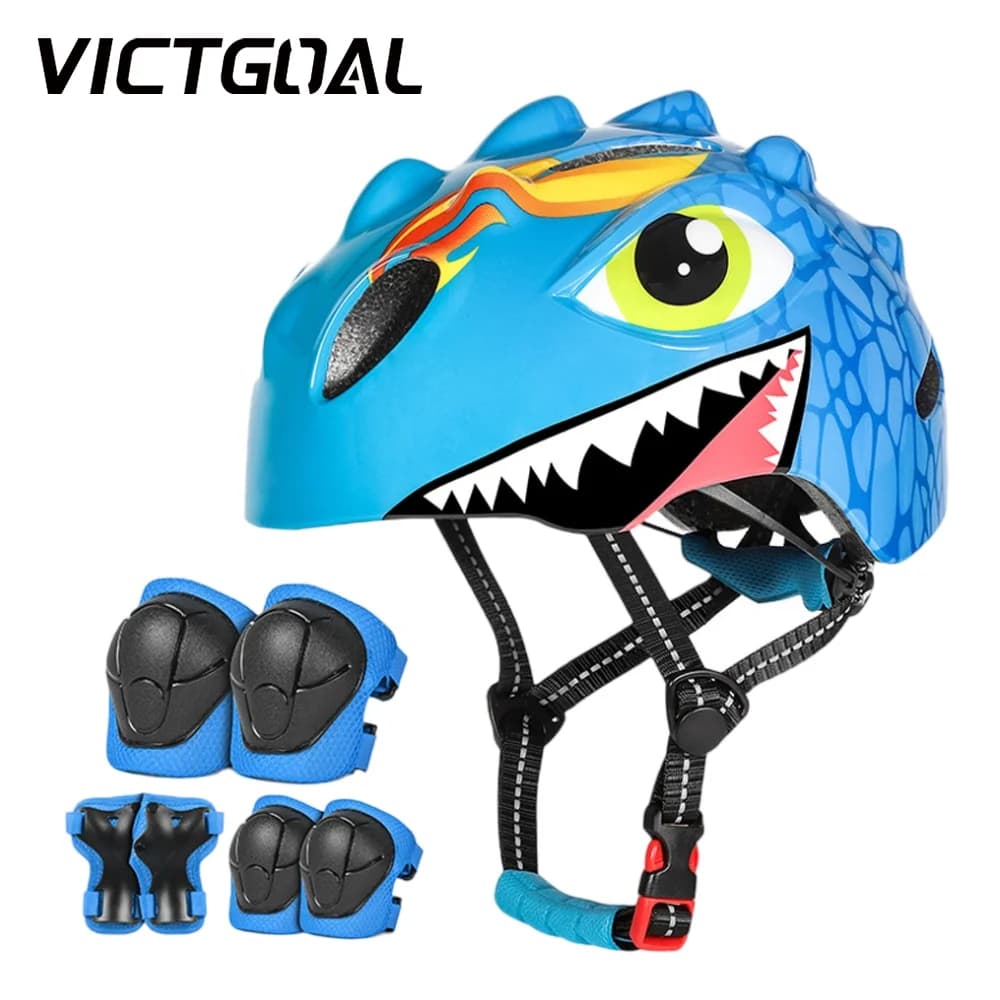 VICTGOAL Set Protezioni Sportive per Bambini: Casco, Ginocchiere, Gomitiere e Polsiere per Bici Senza Pedali, Pattinaggio, Monopattino e Ciclismo