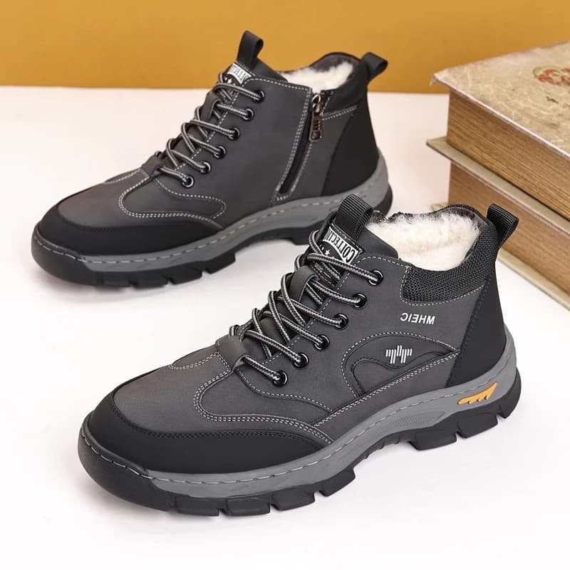 Scarpe invernali da uomo Stivali in pelle Scarpe da trekking sportive casual alte da esterno Stivali da neve in lana ispessita calda