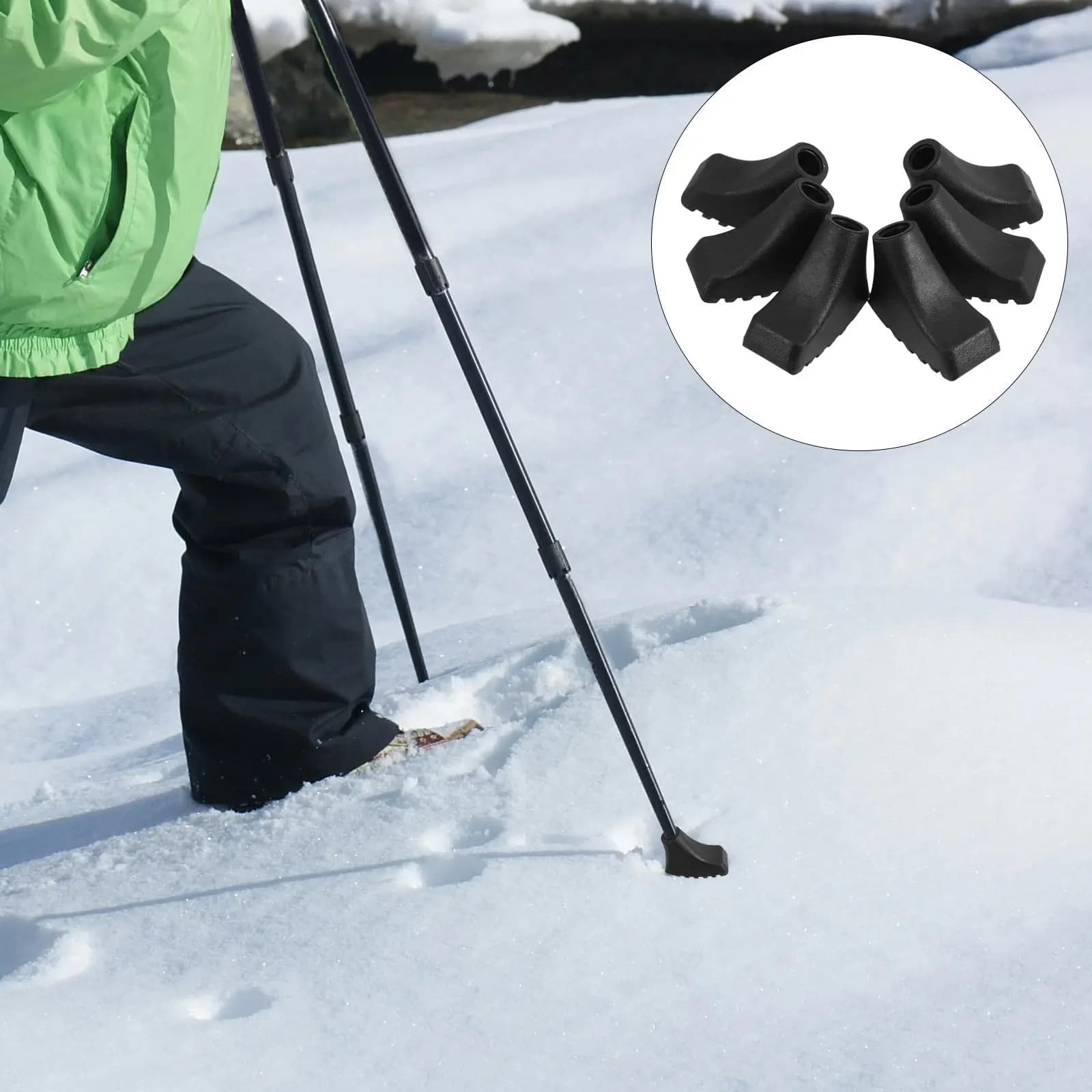 6Pcs Hiking Pole Tips Replacement Protectors Versatile Trekking Accessories for All Terrain Stability Outdoor Walking Stick Ends