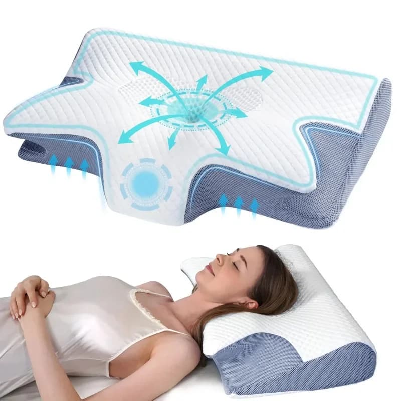 Cuscino Memory Foam a Forma di Farfalla per il Sonno, Cuscino Ortopedico per il Collo, Supporto per il Sollievo dal Dolore al Collo e Supporto per la Pancia, Cuscino Confortevole