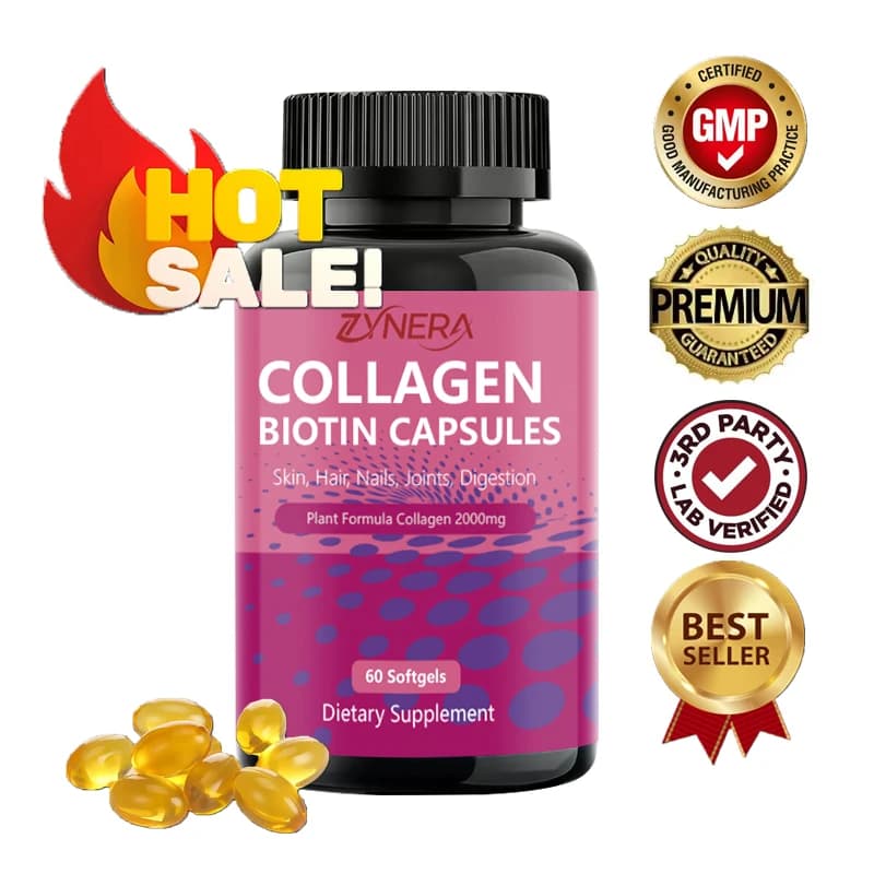 Capsule di collagene Integratore alimentare sano Sbiancamento delle unghie e dei capelli Prodotto per la cura della pelle alla biotina per le donne