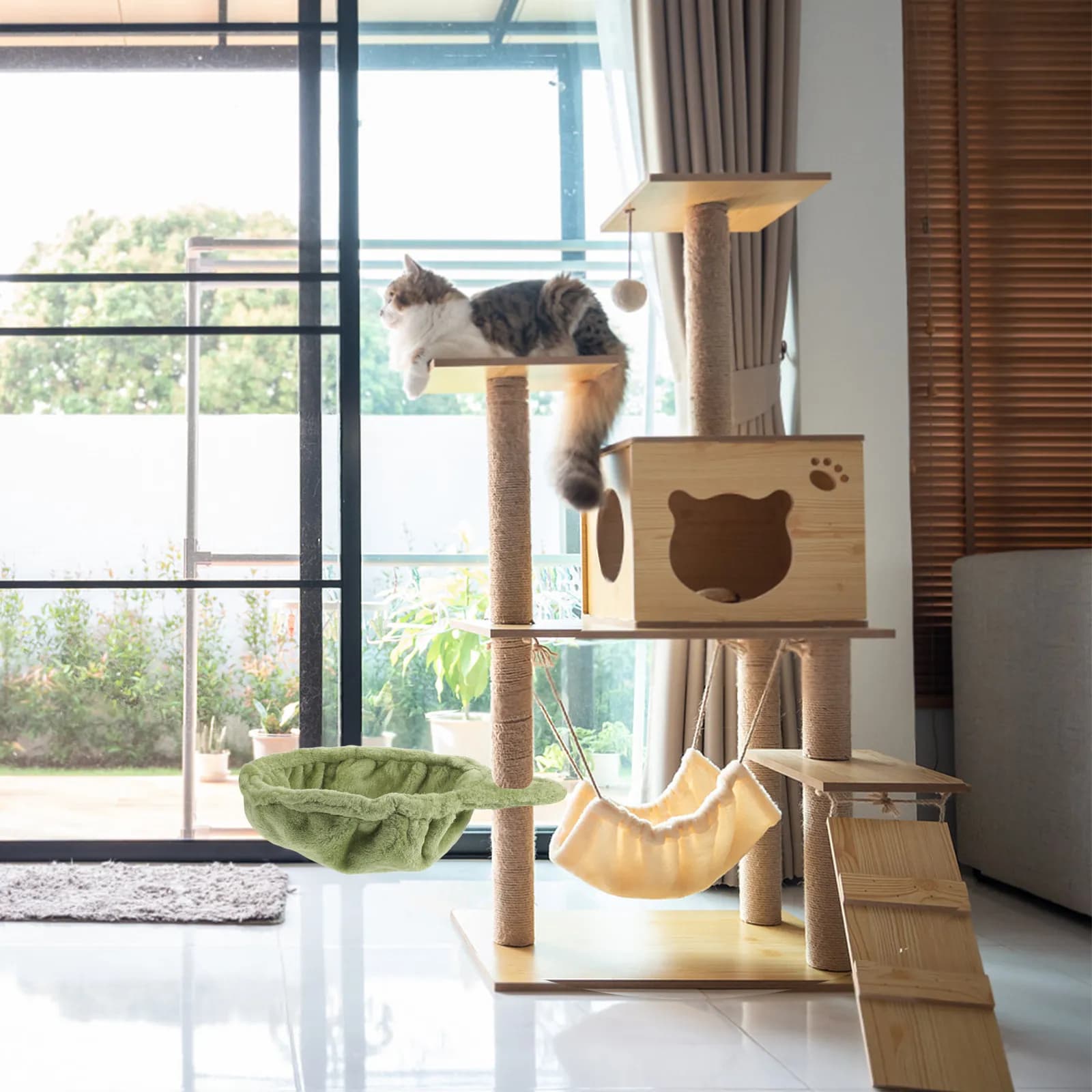 1 pz. Letto a dondolo per gatti 33 cm verde, cuccia sospesa per gatti, piattaforma di ricambio per gabbia, accessori per albero per gatti, posto riposo per piccoli animali domestici