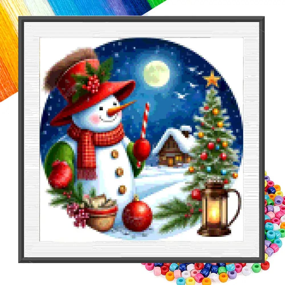 Kit di ricamo con perline parziali Pupazzo di neve festivo Albero di Natale Decorazione artistica a punto croce completa da 11CT fai-da-te