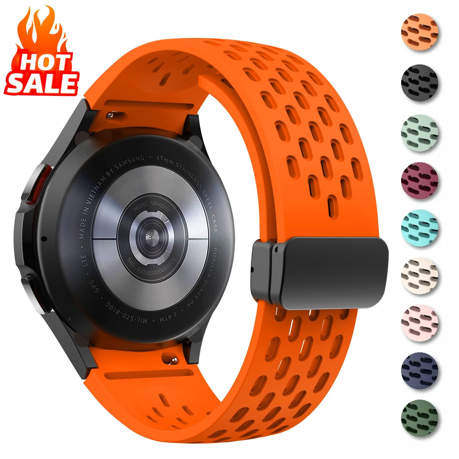 Silicone Strap for Samsung Galaxy Watch 7 6 5 4 40mm 44mm 5 Pro 45mm, Strapless Magnetic Clasp for 6 Classic 43mm 47mm