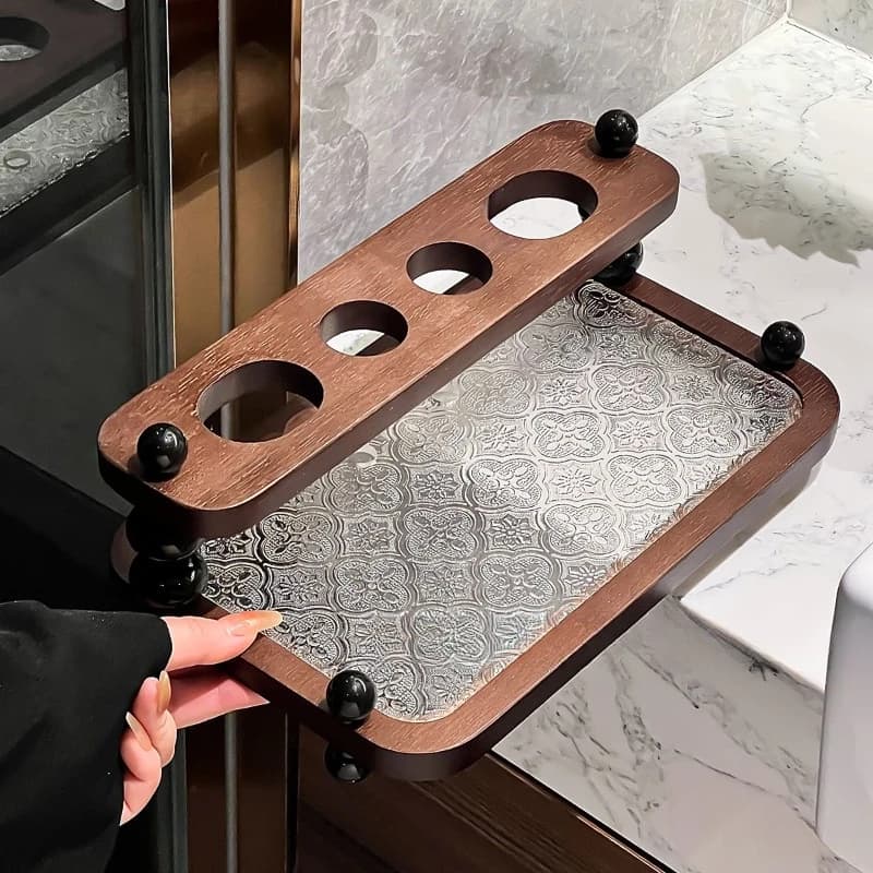 Portaspazzolino Portaoggetti da bagno per la casa Porta dentifricio in legno Organizzatori da bagno Accessori Pettine in legno Articoli per la casa