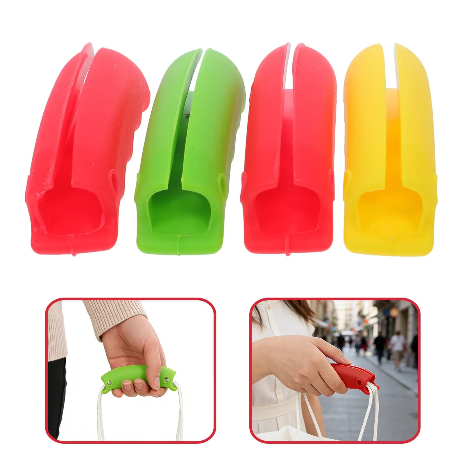 4 Pezzi Sollevatori per Sacchetti della Spesa, Clip Ergonomiche per Borse Riutilizzabili in Plastica, per Cucina e Trasporto Alimenti, Impugnatura Ergonomica per Alleviare la Fatica su Scale