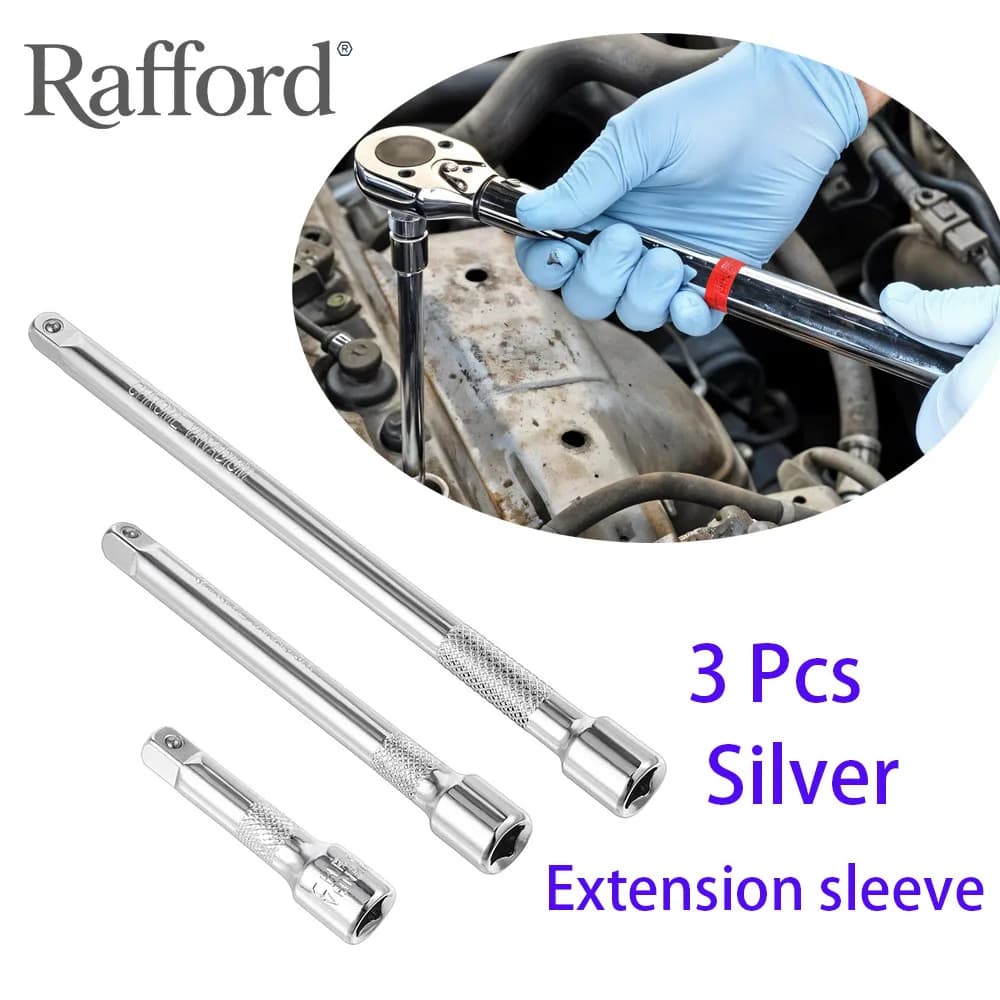 Rafford 3Pcs 1/4" Socket Ratchet Wrench Extension Bar Set - 50/75/100mm Extender, Universal Hand Tool for Auto Repair & DIY