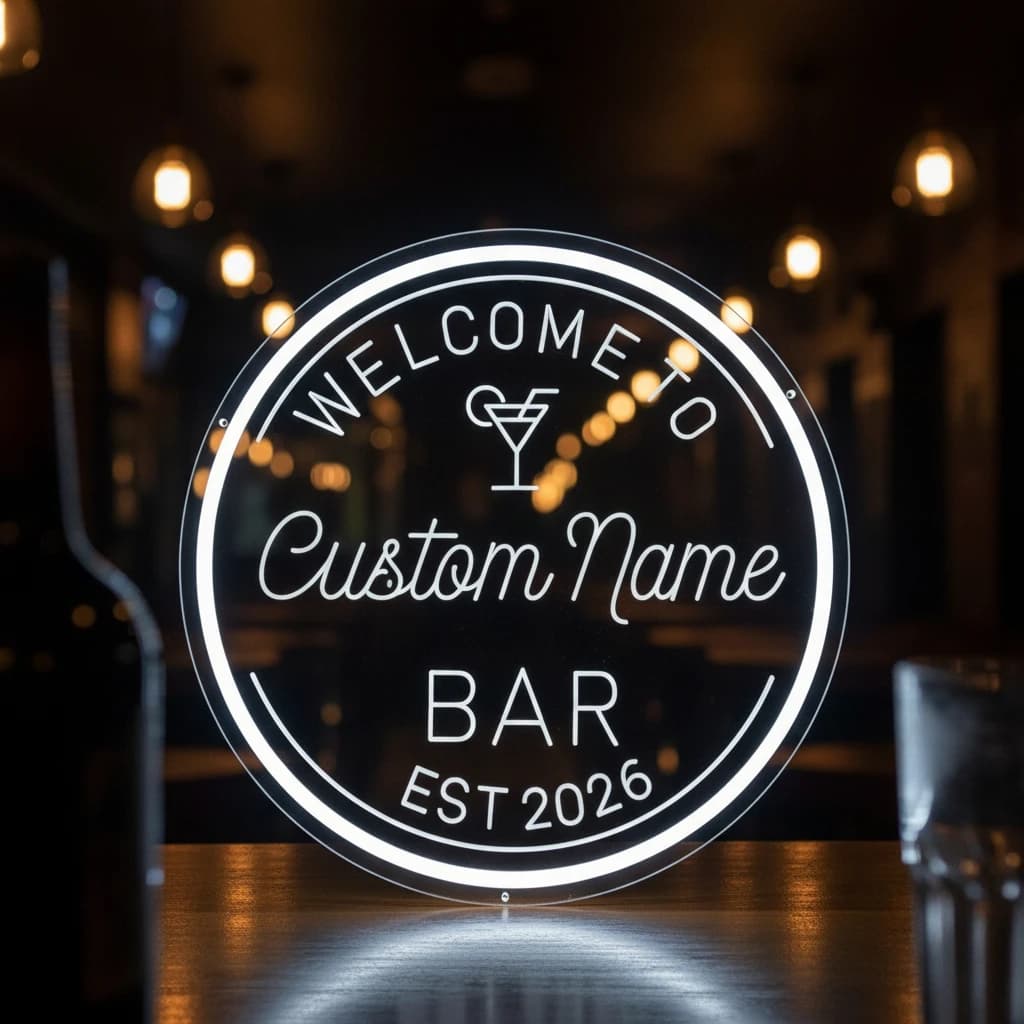 Insegna al neon da bar personalizzabile - Luce al neon a LED unica Bar personalizzato/Uomo Grotta Wall Art Cocktail Tema Regalo di Natale per lui papà