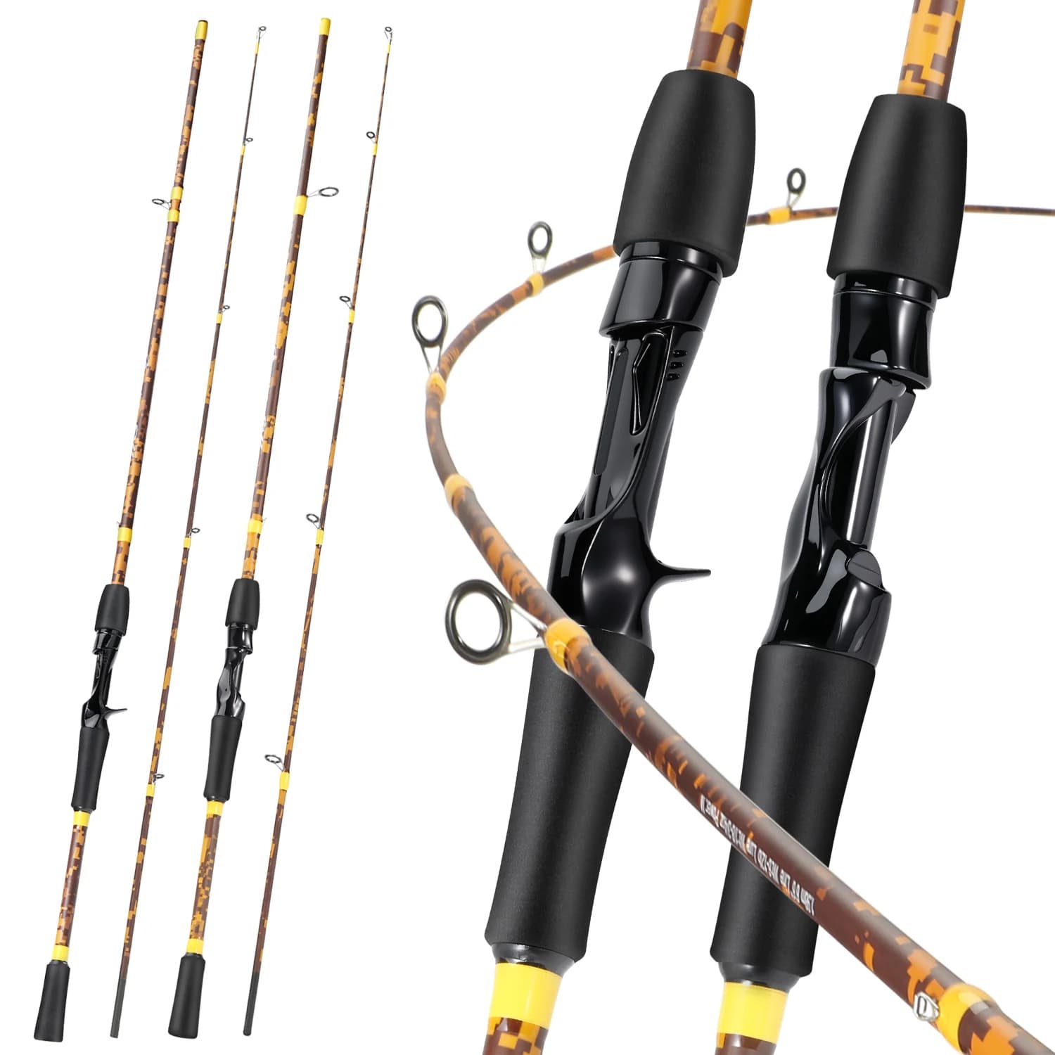 Canna da Pesca Sougayilang 1,98m 6,5ft in Carbonio, 2 Pezzi, Spinning e Casting, Sensibile, Leggera, con Guide in Ceramica e Impugnatura in EVA, per Acqua Dolce/Salata