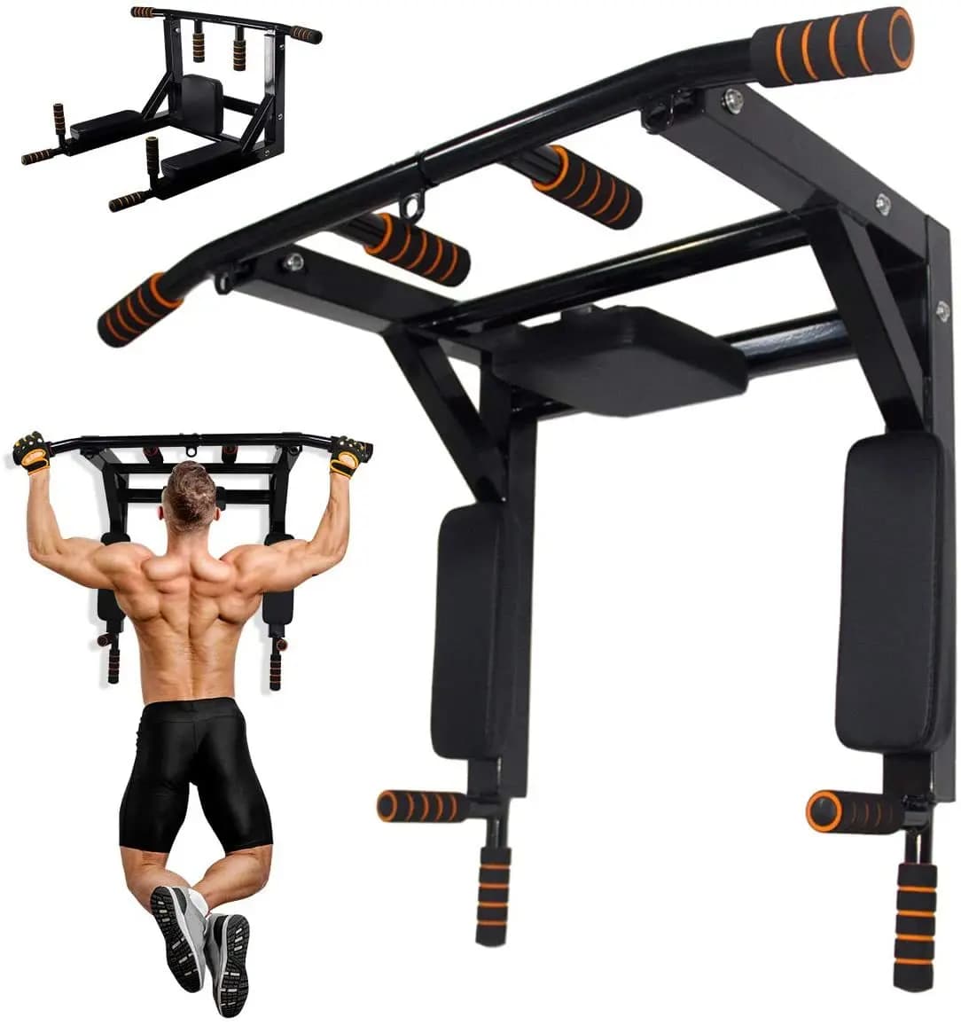 Traction bar and station for wall dip