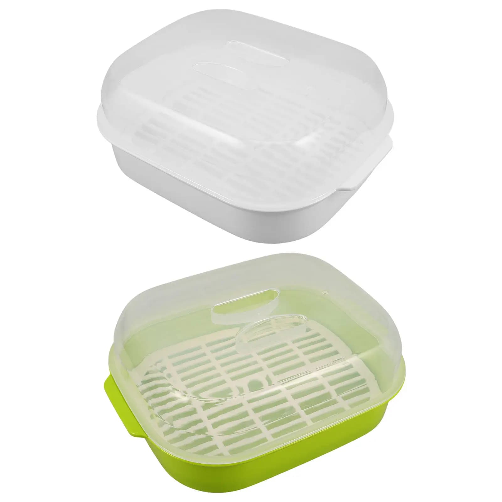 Set di 2 Contenitori per Microonde con Coperchio Trasparente, Resistenti al Calore, per Cucinare e Conservare Alimenti, Verdure e Pesce