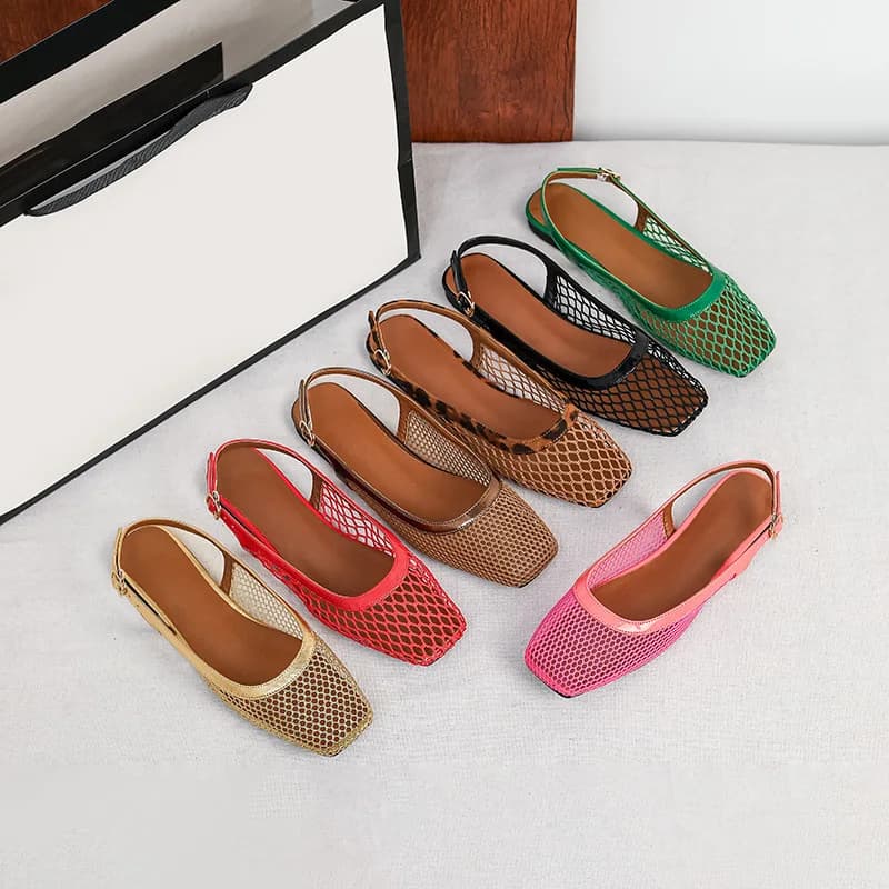 Mesh square head slippers bag head sandals outer wear summer women comfortable versatile light mouth empty single shoes