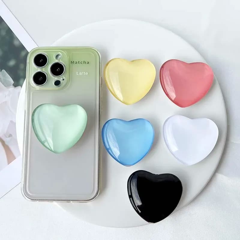 Simpatico supporto per telefono 3D lucido con cuore d'amore, impugnatura per dito, staffa Tok per iPhone 14Pro Samsung, supporto pieghevole universale Griptok posocket