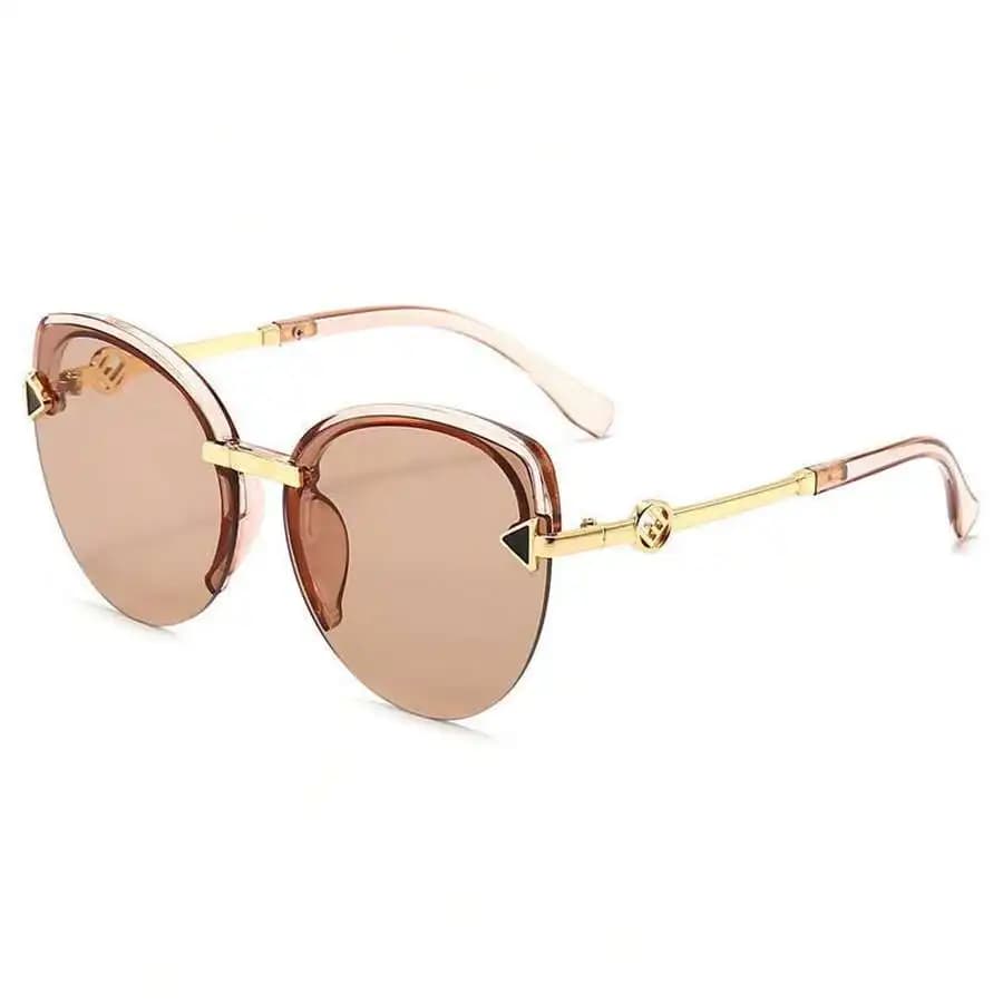 Half-Frame Cat Eye Sunglasses For Women Fashion Metal Eyewear