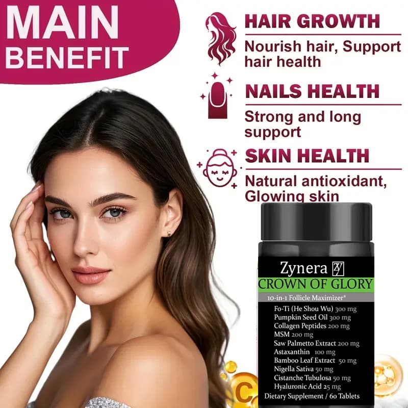 Integratore per la crescita dei capelli 10 in 1 Blocco DHT con sega al collagene FoTi Palmetto Biotina Supporta diradamento dei capelli Unghie del cuoio capelluto Anti invecchiamento
