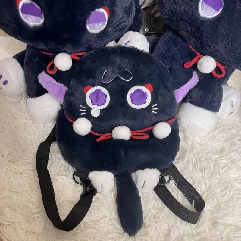 2026 Genshin Impact Gioco Cosplay Wanderer Balladeer Borsa a tracolla Gatto Peluche Borsa per bambole Carino Zaini neri Gioco di ruolo Puntelli Unisex