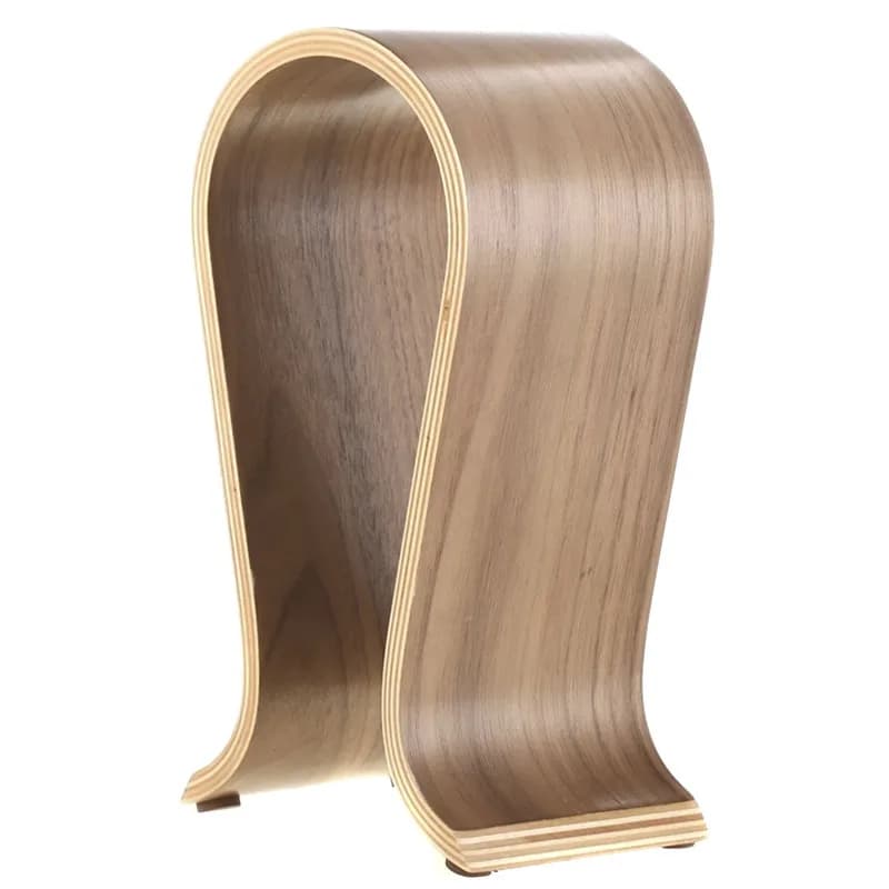 2025 NUOVA testa in legno a forma di U in legno di noce Stand stop Supporto per espositore per cuffie da tavolo in legno Staffa per appendiabiti Regalo