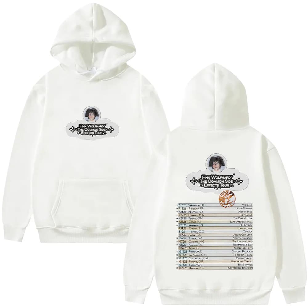 Finn Wolfhard The Common Side Effects Tour Felpe con cappuccio Moda Abbigliamento casual a maniche lunghe Donna Uomo Pullover larghi High Street Y2K