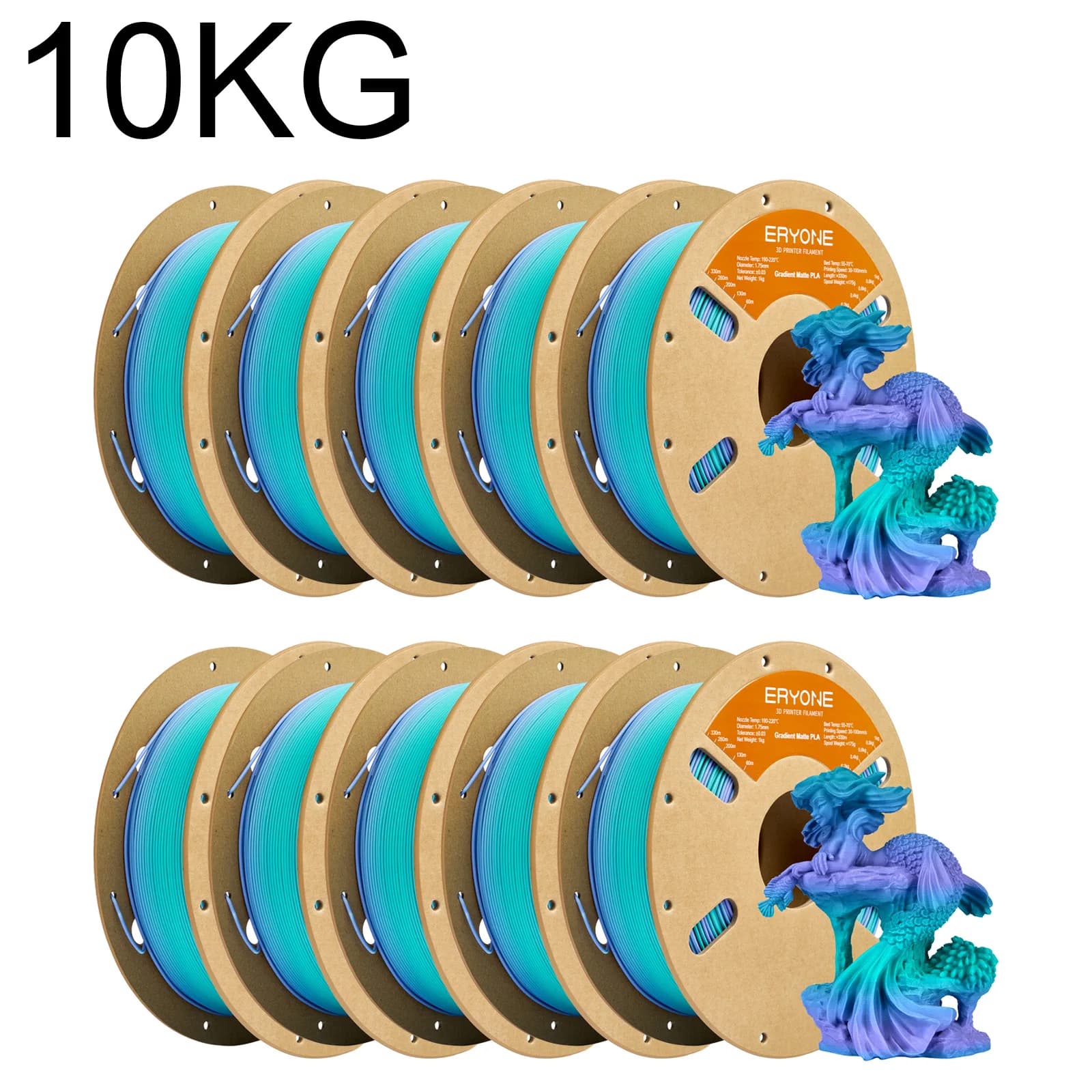 ERYONE Filamento PLA 10KG Opaco Sfumato Multicolore Arcobaleno per Stampante 3D