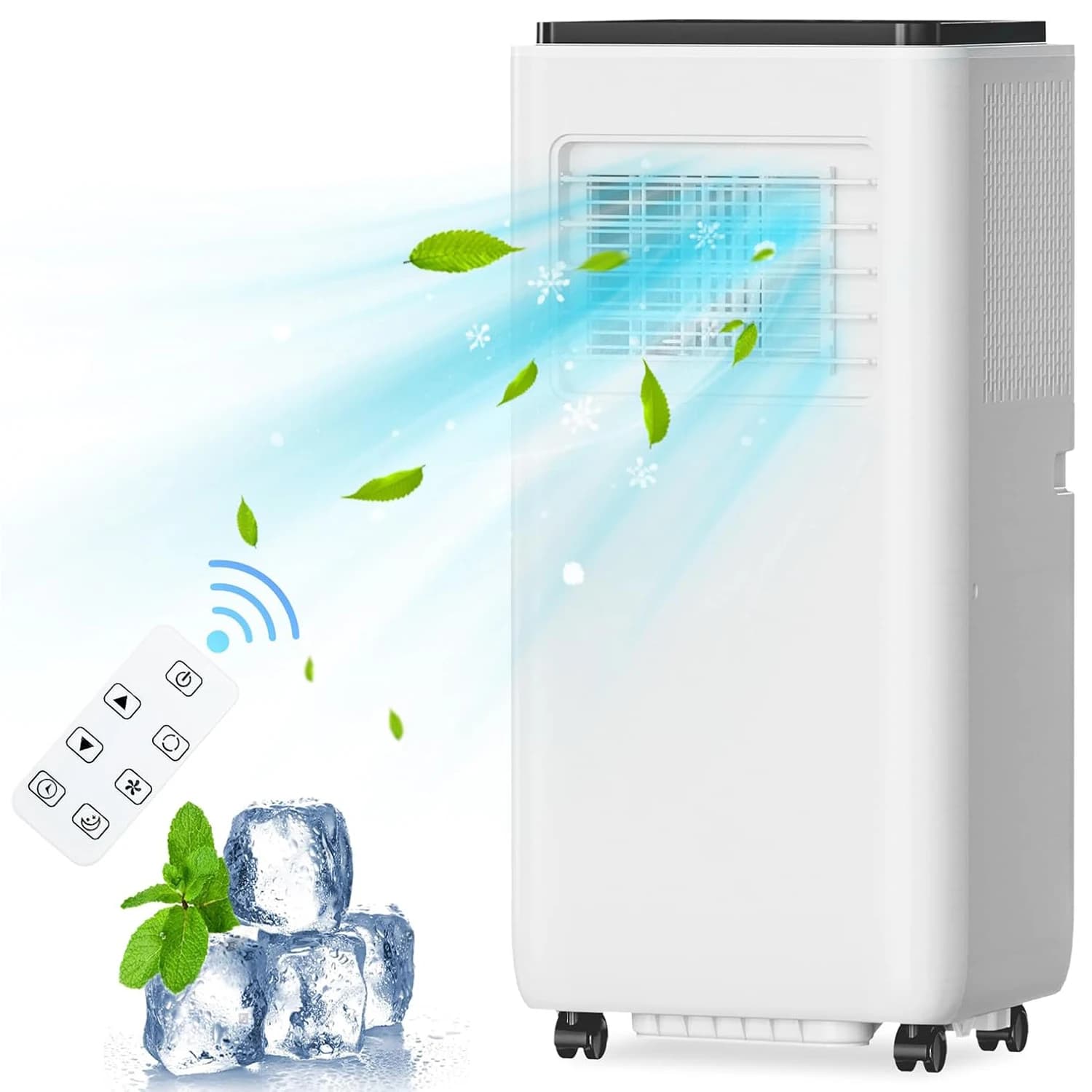 Condizionatore d'aria portatile da 8000 BTU, unità AC da pavimento 3-in-1 con funzione di raffreddamento, deumidificatore e ventilatore per ambienti di 300 piedi quadrati, telecomando e kit per finestra