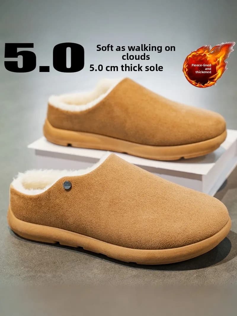 Pantofole Invernali da Uomo in Cotone Felpato Spesso, Antiscivolo, Resistenti all'Usura, per Interni ed Esterni, Calde con Punta Chiusa