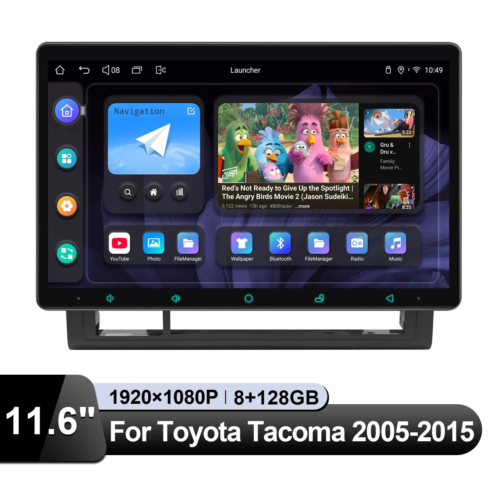 JOYING Miglior audio stereo per auto aftermarket da 11,6" per Toyota Tacoma 2005-2015 | Rimborsare il controllo del volante e della camma di retromarcia OEM JBL