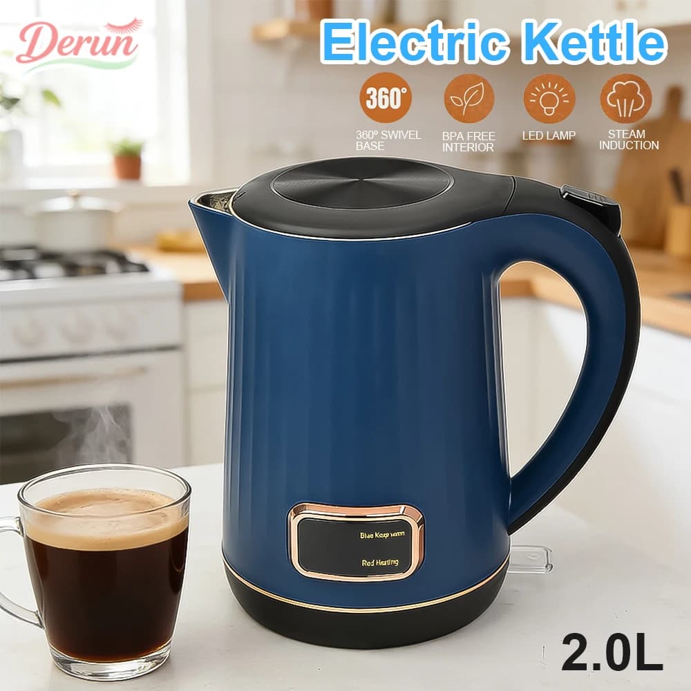 Stainless Steel 2.0L Insulated Electric Kettle 304, Quick Heating, Tea and Coffee Machine with Temperature Maintenance for Home and Office
