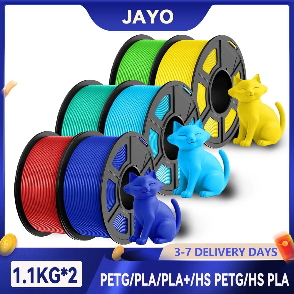 JAYO 2 Rotoli 3D PETG/PETG opaco ad alta velocità/PLA Classico/PLA Marmo/ABS/TPU Filamento rinter Filamento per stampante 3D a ferita ordinaria