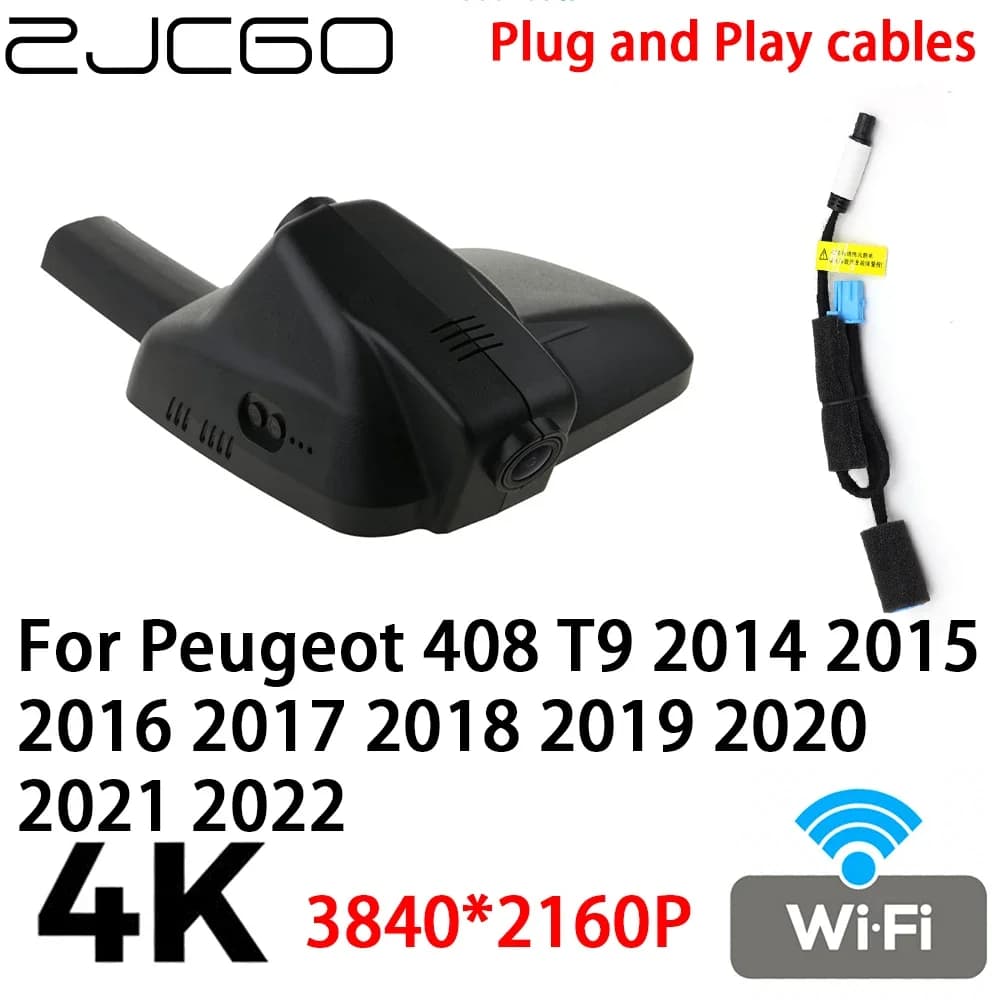 ZJCGO 4K 2160P DVR Dash Cam Video Converter Plug and Play for Peugeot 408 T9 2014 2015 2016 2017 2018 2020 2021 2022