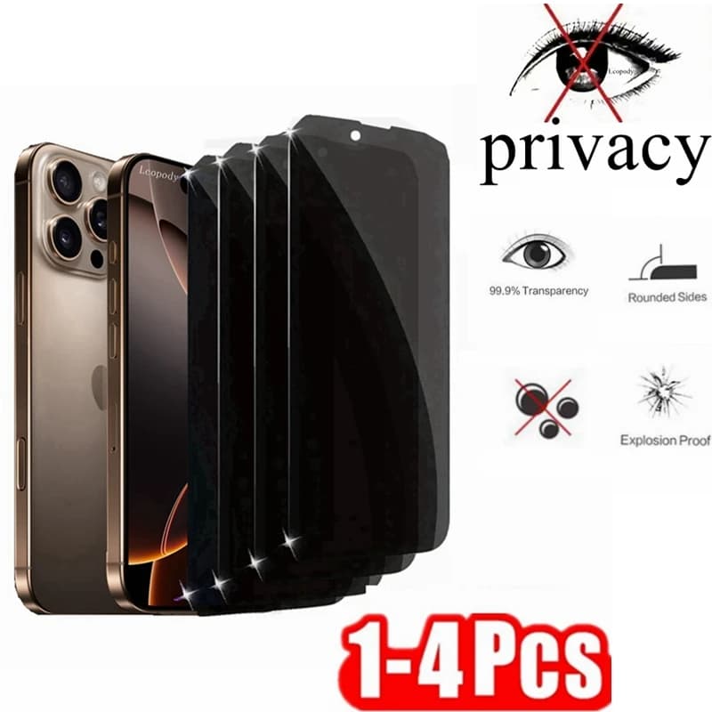 1-4 pezzi protezione schermo anti-peep a copertura totale per Iphone 6 6S 7 8 14 15 16 Plus XR XS X 11 12 13 14 15 16 Pro Max Mini SE 16E