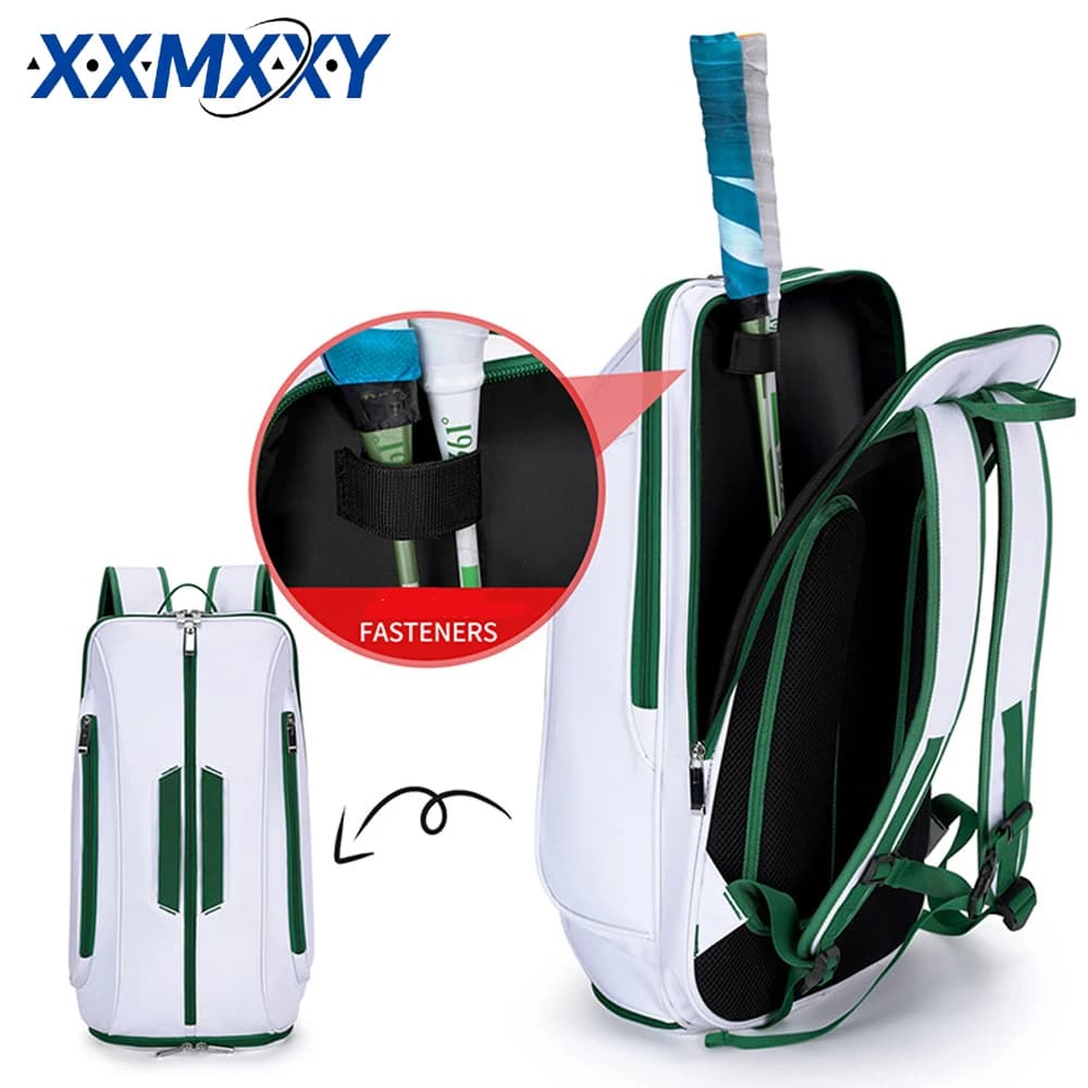 Borsa Multifunzione per Beach Tennis, Convertibile in Zaino per Padel con Scomparto per Scarpe, Tasca per Laptop, Gancio per Recinzione