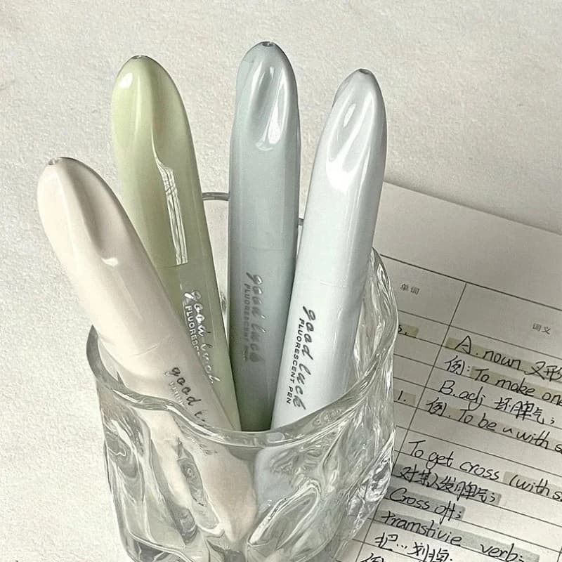 4Pcs Morandi Series Gradient Color Highlighters Two Heads Marker Scrapbook Notebook Keys Highlight Pens Cute Girl's Stationery