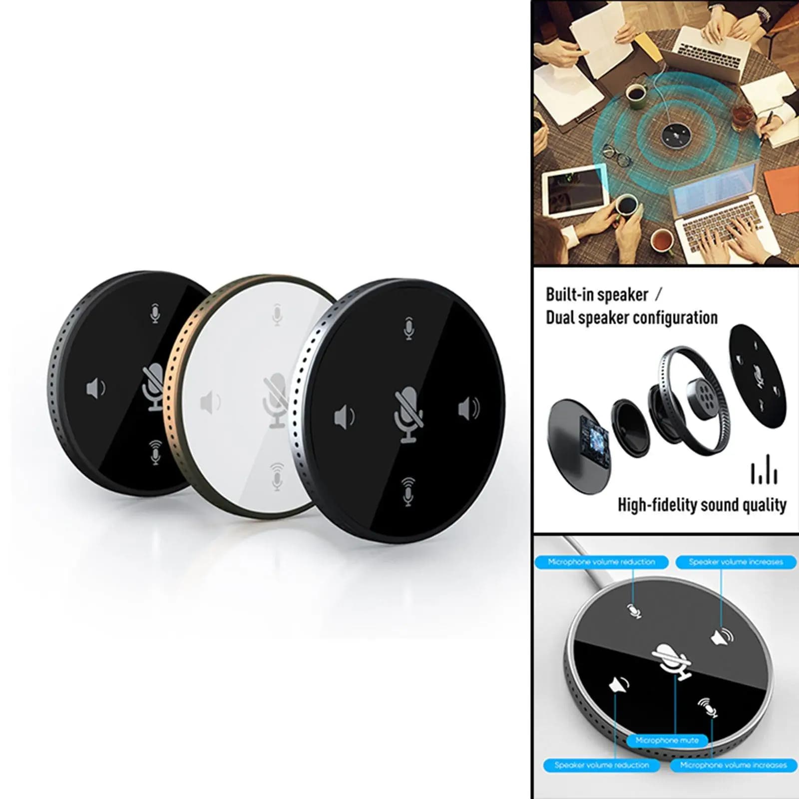 Microfono vivavoce per conferenze USB desktop per laptop Altoparlante incorporato 360 ° Microfono a condensatore per computer PC omnidirezionale Plug & Play