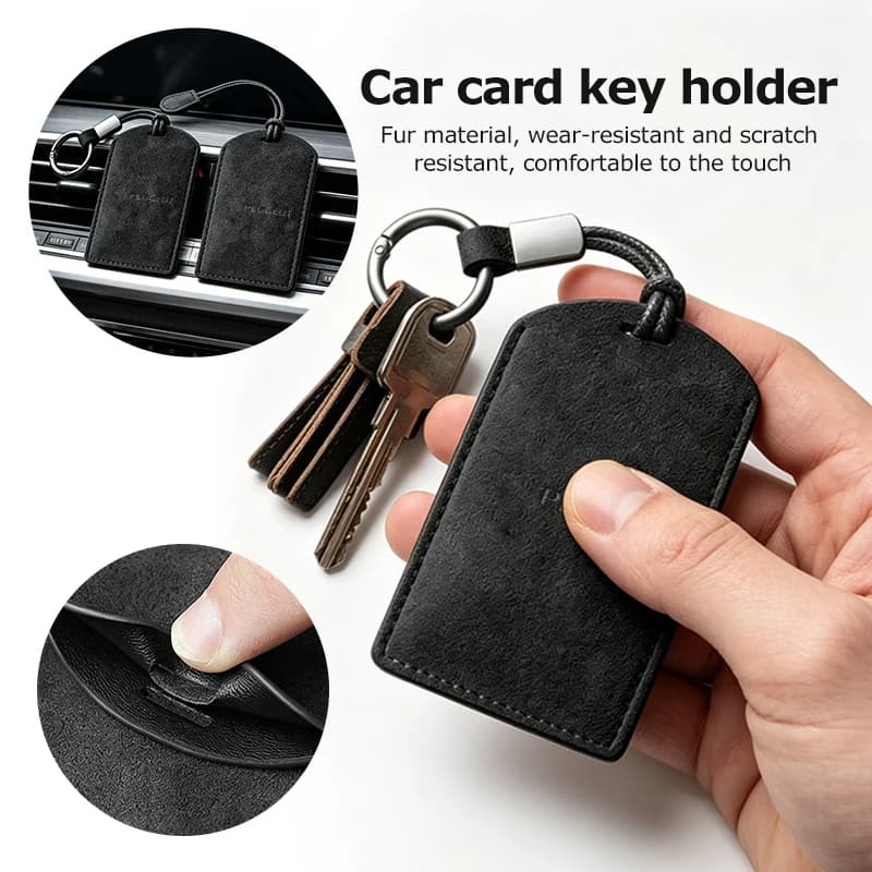 Suede Leather Car NFC Card Key Cover Fob Case Protector Holder Shell Auto Keychain For Peugeot 208 3008 4008 308 2008 207 107