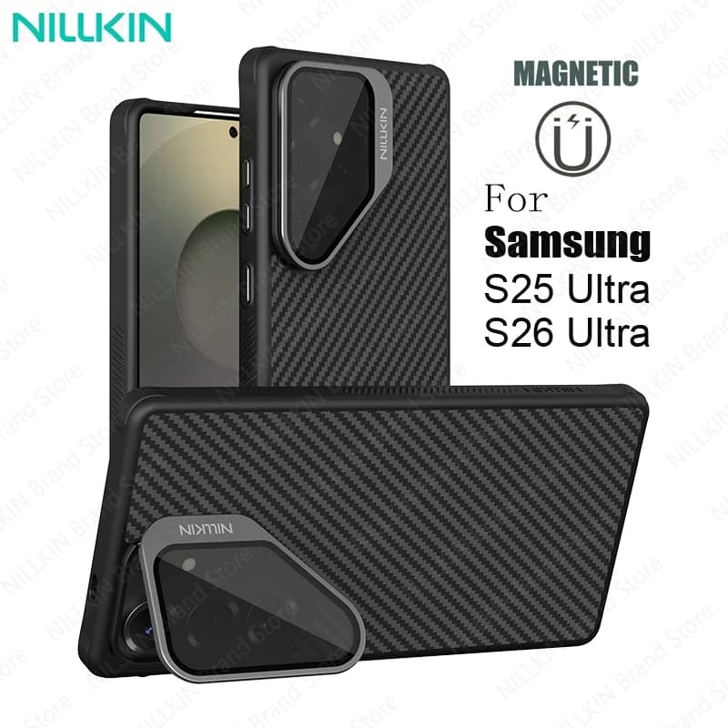 NILLKIN per Samsung Galaxy S26 Ultra / S25 Ultra Custodia MagSafe in Fibra Aramidica CarboProp con Supporto Magnetico e Protezione Fotocamera
