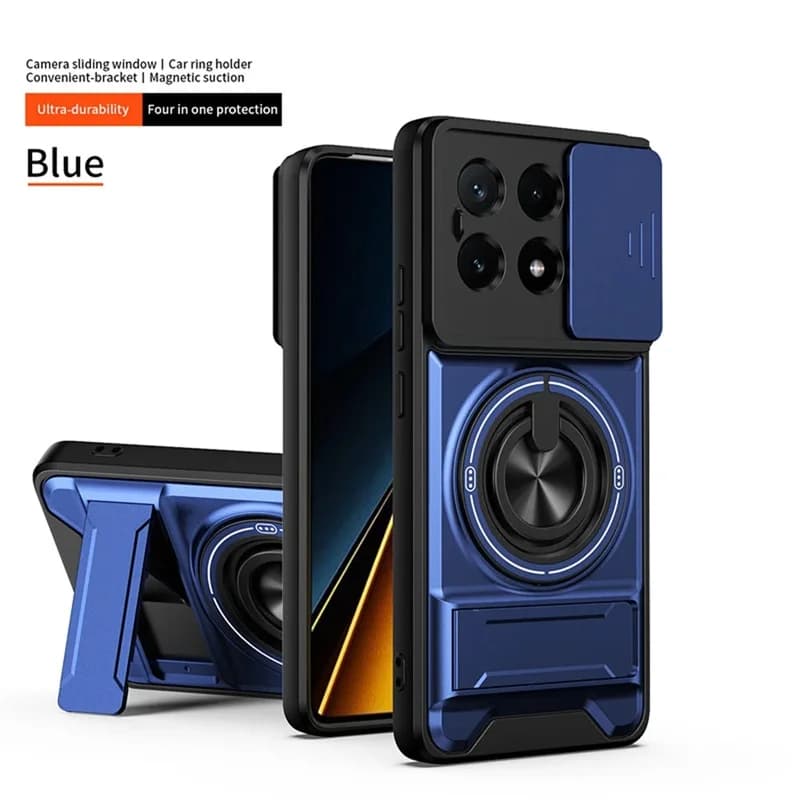 Magnetic Ring Holder Case For Xiaomi POCO X5 X5 Pro X6 X6 Pro X7 X7 Pro M6 Pro 4G M7 Pro 5G F8 Pro Slide Camera Cover