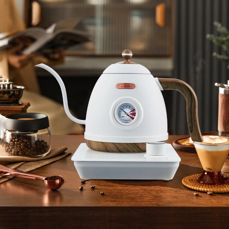 Bollitore elettrico a collo di cigno da 800 ml Caffettiera prodotta a mano Bollitore con controllo intelligente della temperatura Teiera a bocca sottile con termometro
