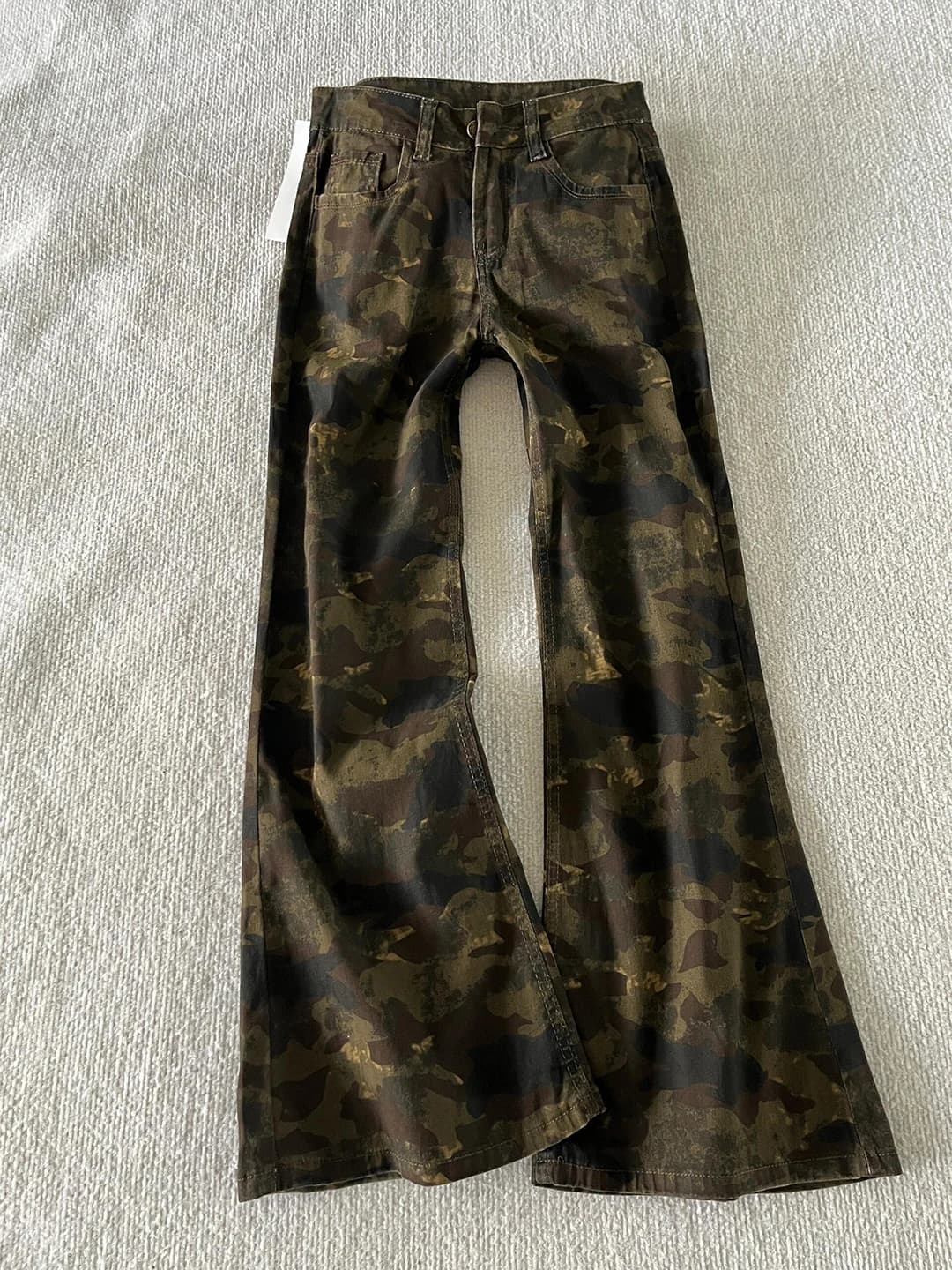 Cleanfit Camouflage Bell Bot Jeans High Waist Leg Lengthening American Sle Workwear Trousers for Men Autumn Season