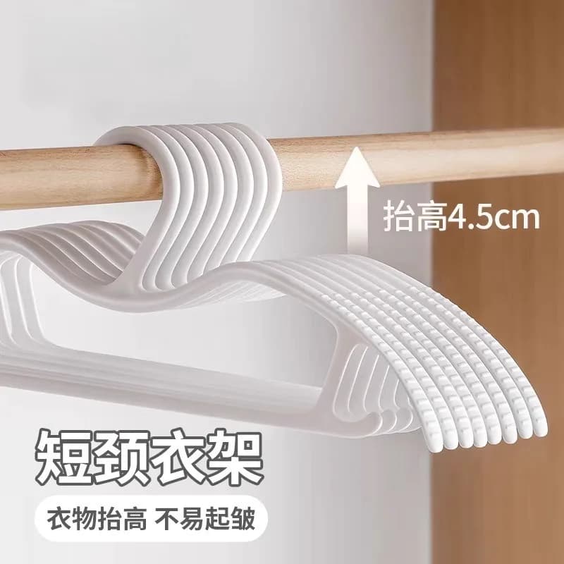 10PCS Short Neck Plastic Clothes Hanger Anti Slip No Trace Anti Shoulder Angle Space Saving Household Slim Garment Racks Storage