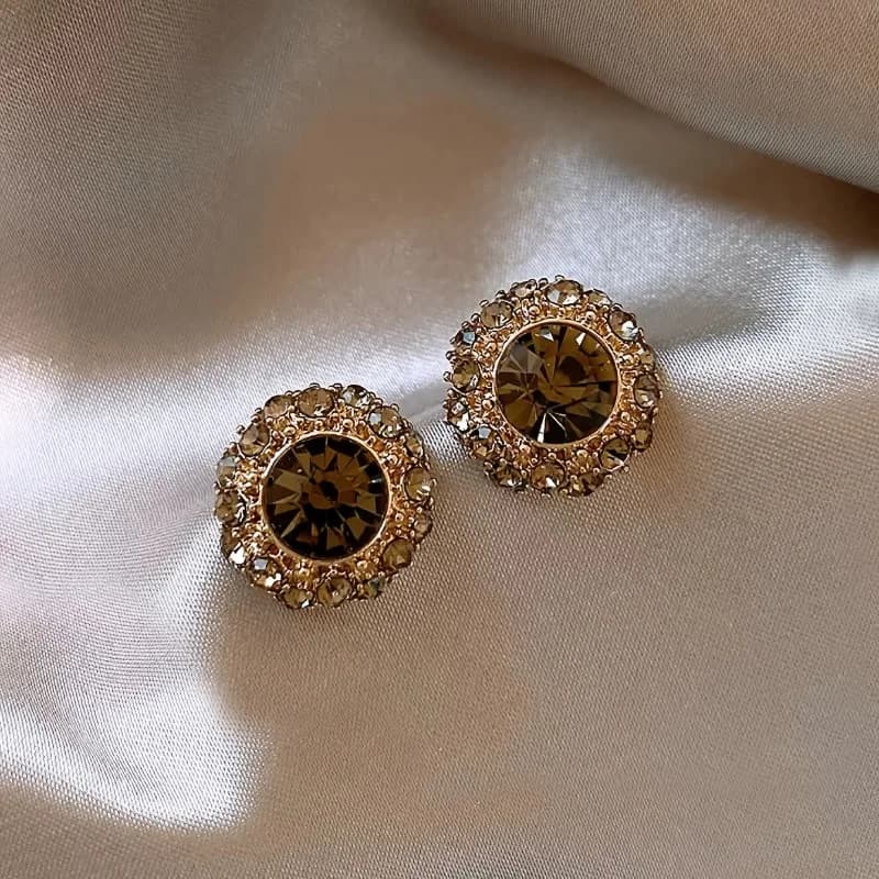 Orecchini rotondi con zirconi scintillanti di lusso, gioielli eleganti e alla moda per feste e vacanze da donna