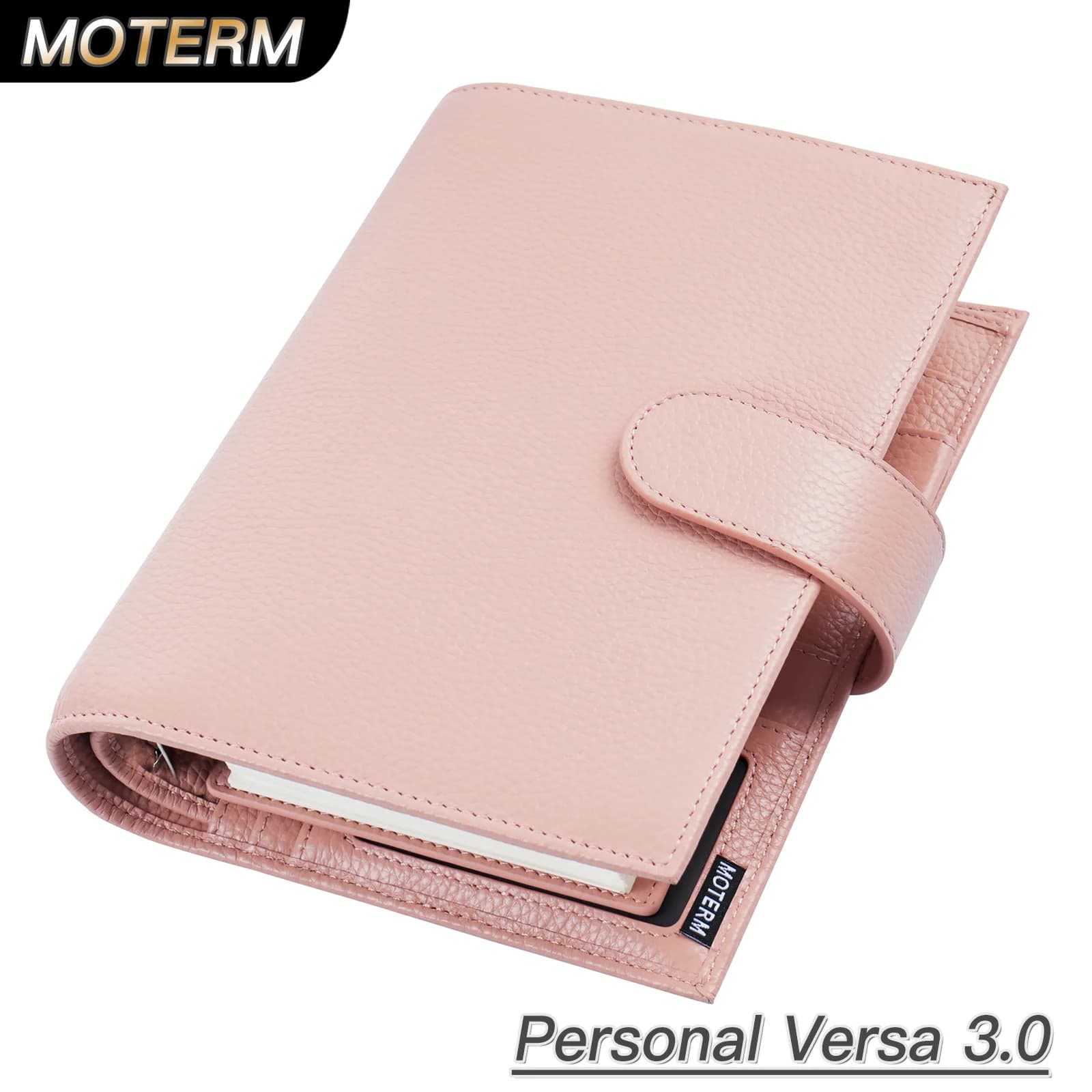 Moterm Formato personale Versa 3.0 Anelli Planner Notebook in pelle di vacchetta a grana di ciottoli con anelli da 25 mm Organizer Organizer Agenda Diario