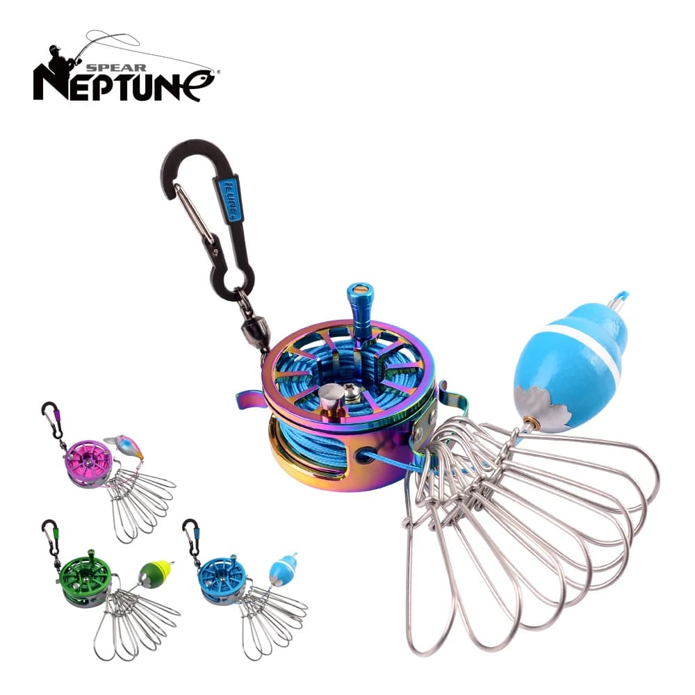 NEPTUNE SPEAR Fishing Lock Buckle fibbia telescopica per pesci in acciaio inossidabile serratura per pesci vivi con ruote galleggiante Carp Sea Fishing Tools