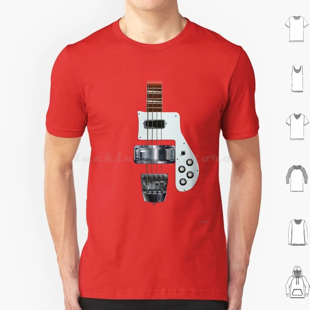 T-shirt con illustrazione digitale di chitarra stile basso per uomo, donna, bambino, 6XL - Bass, Rick, Townshend, Petty, Marr, Lynott, Chitarra, Musica, Corde