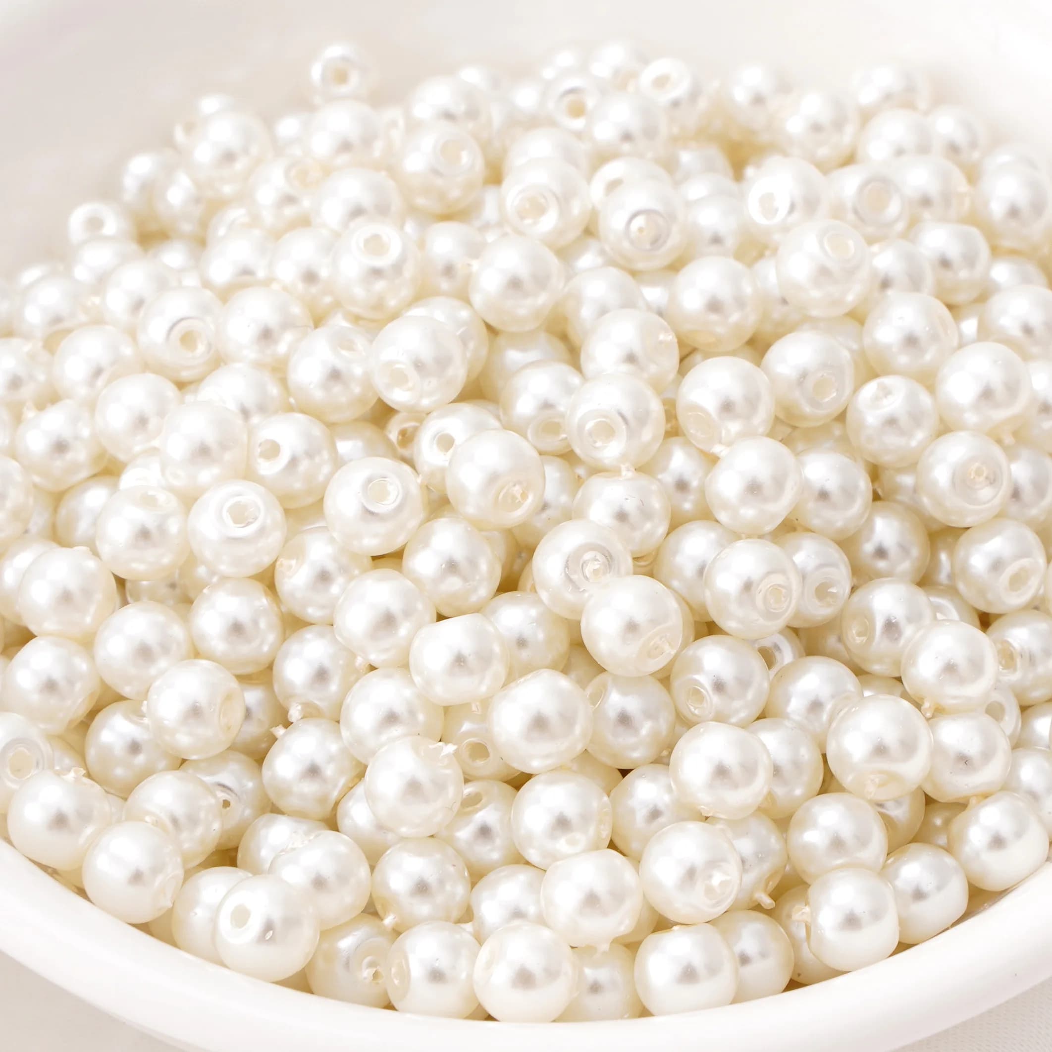 50Pcs 3/4/5mm Ivory/White Glass Pearl Beads Spacer Round Beads For Jewelry Making DIY Handmade Bracelets Necklace