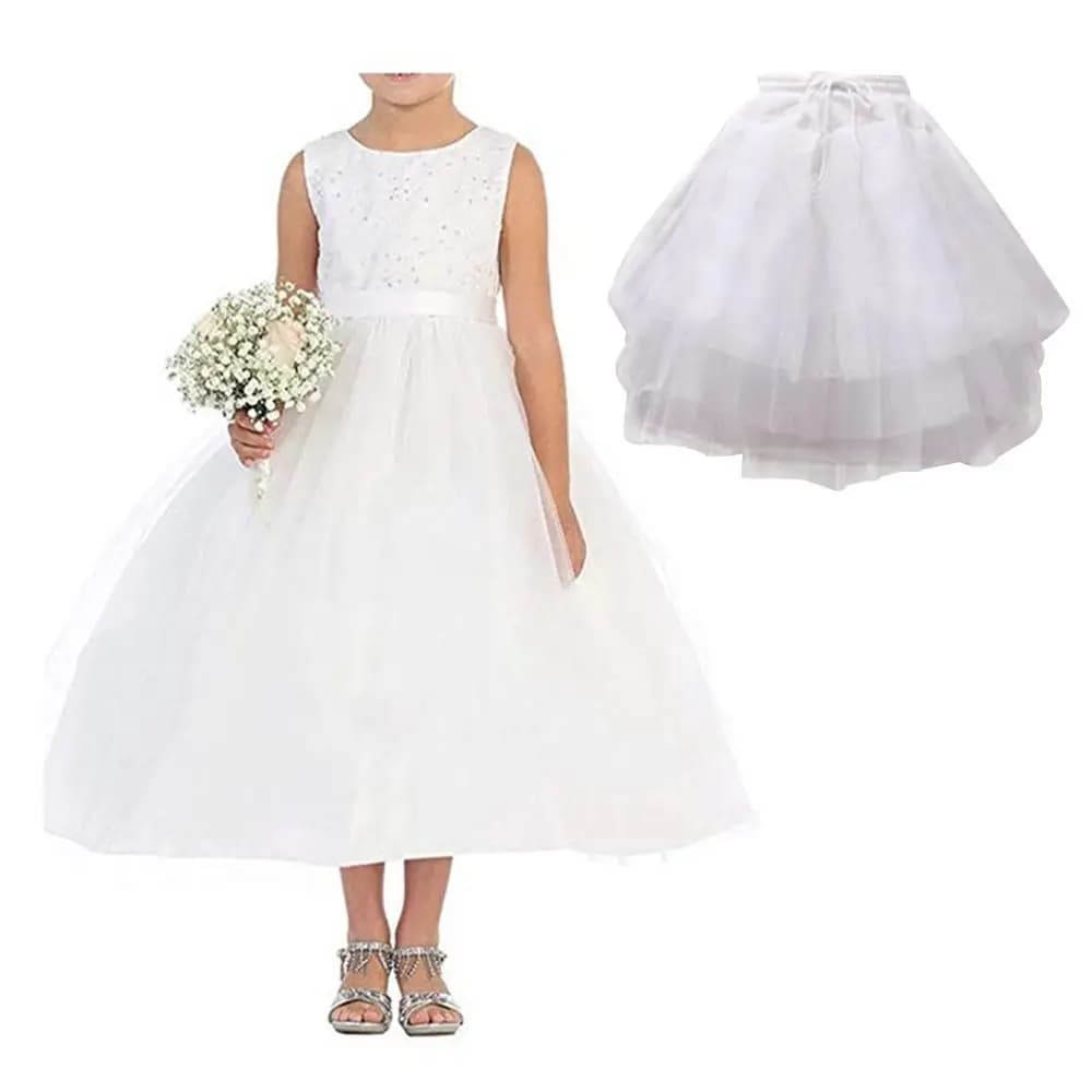 Sottogonna Corta Bianca Stile Lolita, Crinolina Traspirante Senza Cerchi per Donne e Ragazze